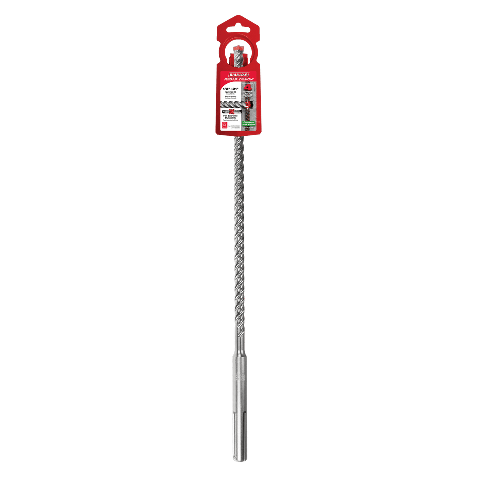 1/2" x 16" x 21" Rebar Demon™ SDS - Max 4 - Cutter Full Carbide Head Hammer Drill Bit - AAA Industrial Supply