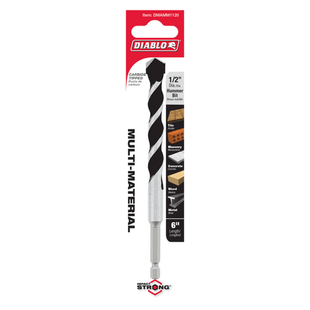 1/2" x 4" x 6" Multi - Material Carbide - Tipped Hammer Drill Bit - AAA Industrial Supply