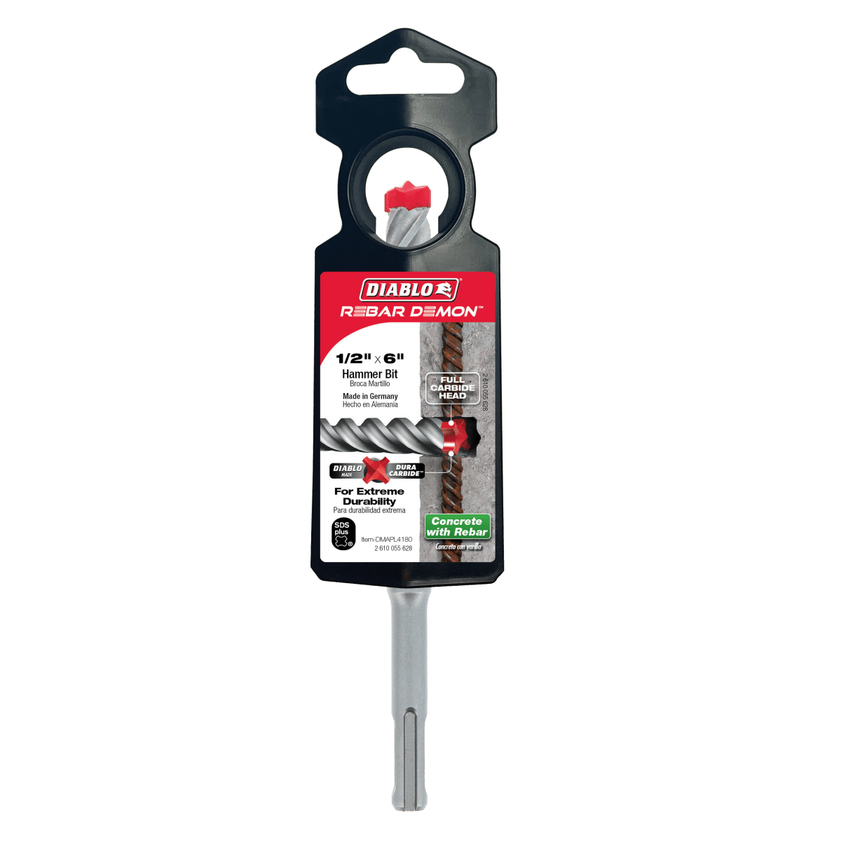1/2" x 4" x 6" Rebar Demon™ SDS - Plus 4 - Cutter Full Carbide Head Hammer Drill Bit - AAA Industrial Supply