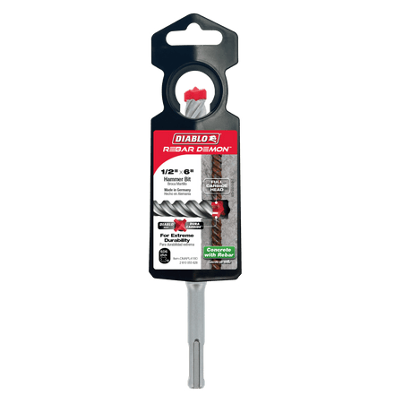 1/2" x 4" x 6" Rebar Demon™ SDS - Plus 4 - Cutter Full Carbide Head Hammer Drill Bit - AAA Industrial Supply