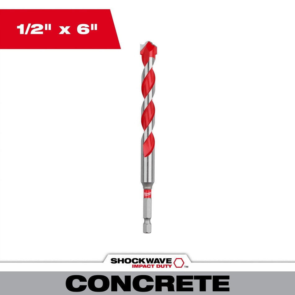 1/2" x 4" x 6" SHOCKWAVE™ Impact Duty Carbide Hammer Drill Bit with POWER TIP™ - AAA Industrial Supply