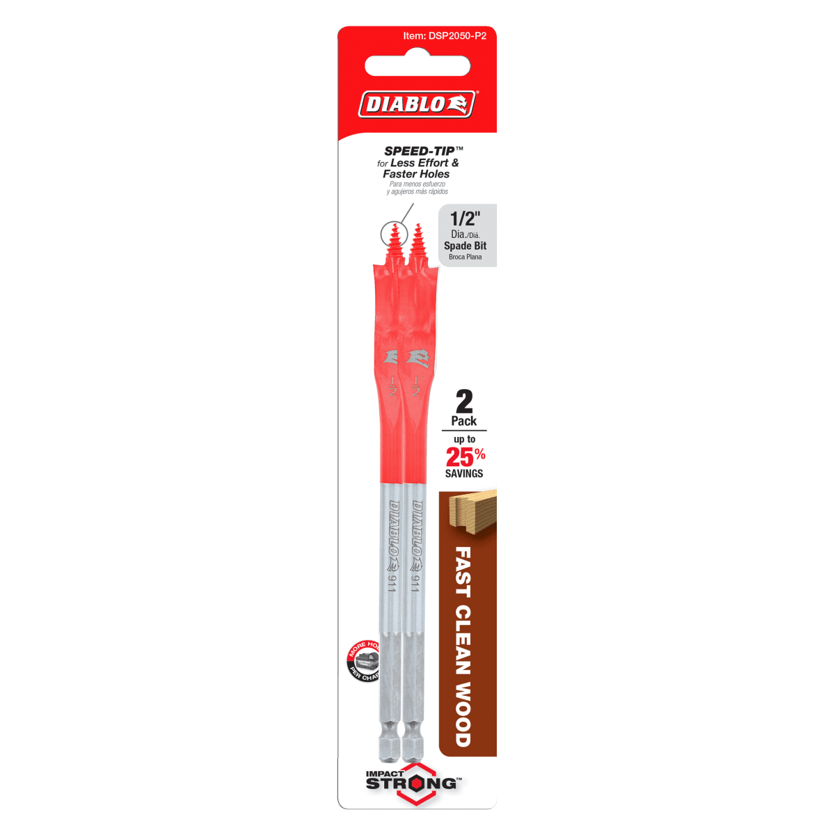 1/2" x 6" Spade Bits for Wood (2 - pk) - AAA Industrial Supply