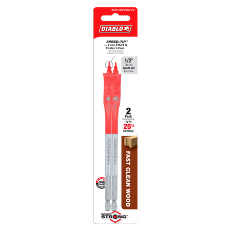 1/2" x 6" Spade Bits for Wood (2 - pk) - AAA Industrial Supply