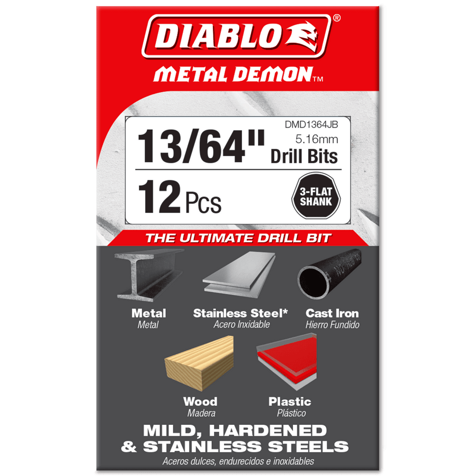 13/64" Metal Demon™ Drill Bits for Mild, Hardened and Stainless Steels - AAA Industrial Supply
