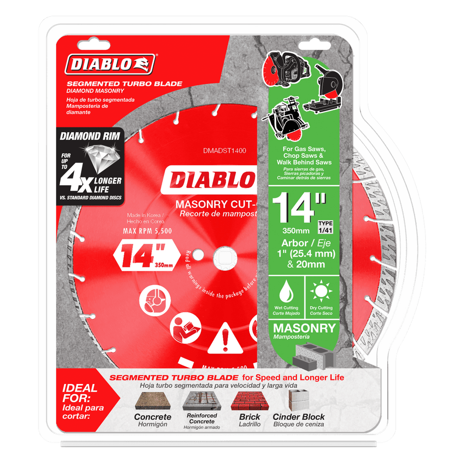 14" Diamond Segmented Turbo Masonry Cut - Off Blade - AAA Industrial Supply
