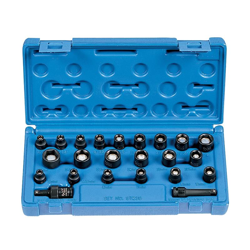 1/4" Dr. 23 Pc. Std. Length SAE/Met. Magnetic Set - AAA Industrial Supply