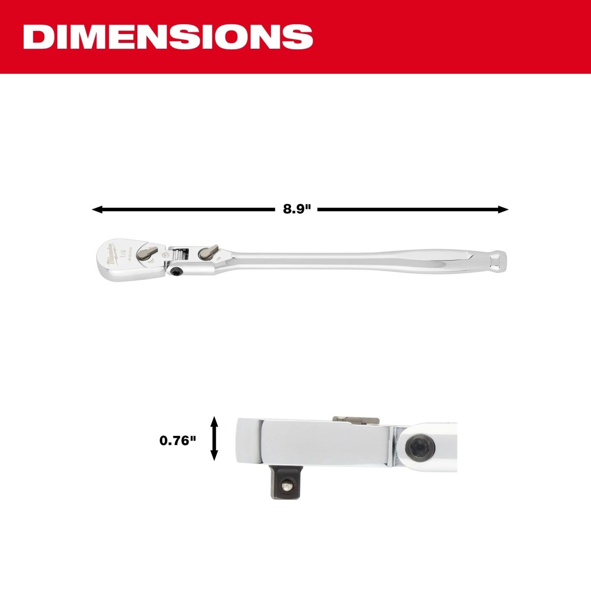 1/4" Drive 9" Flex Head Ratchet - AAA Industrial Supply