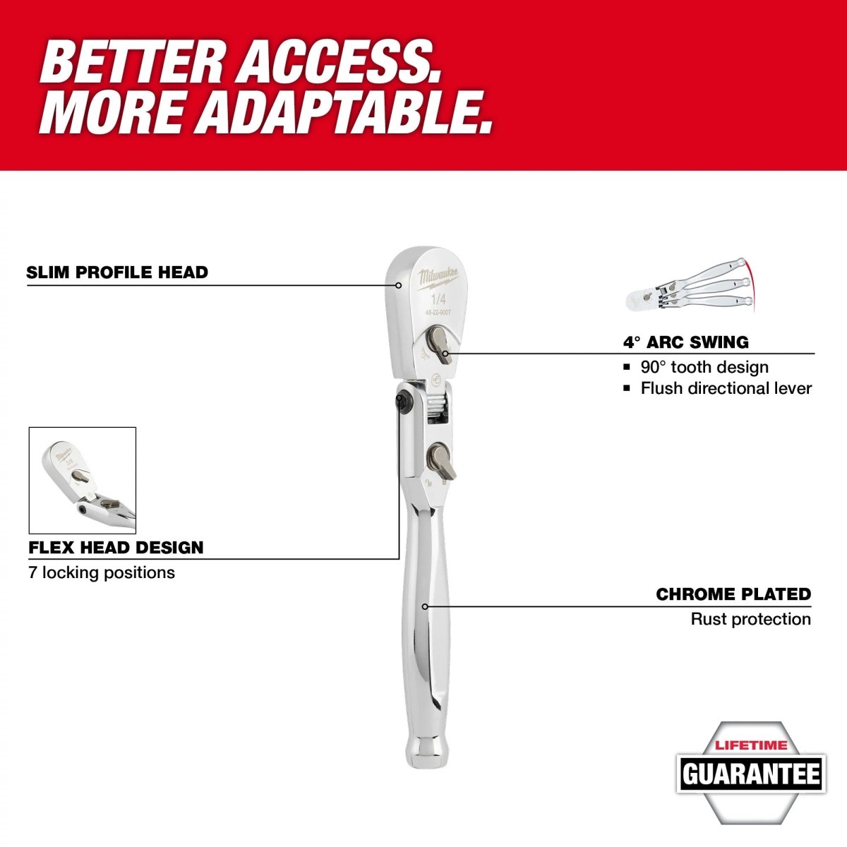 1/4" Drive 9" Flex Head Ratchet - AAA Industrial Supply