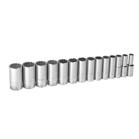 14 Piece 1/2" Drive 12 Point Deep SAE Socket Set - AAA Industrial Supply