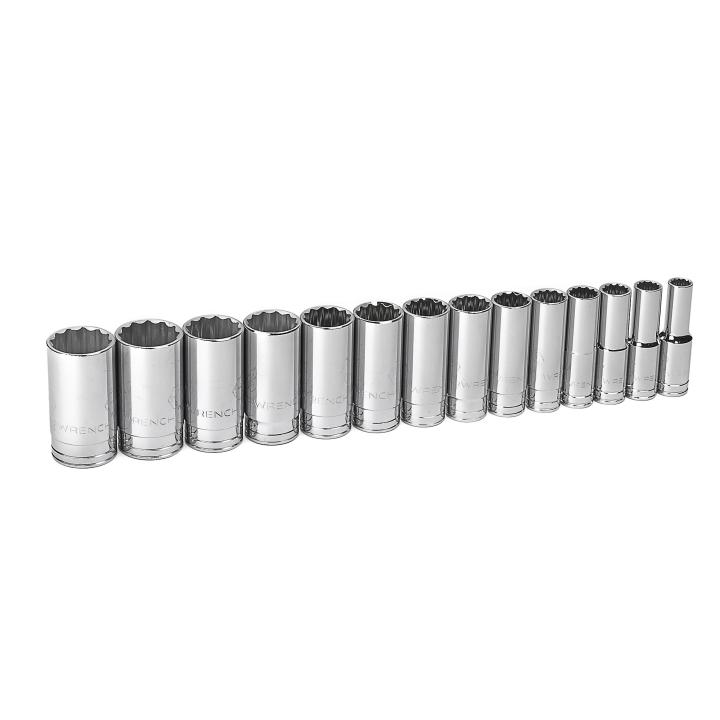 14 Piece 1/2" Drive 12 Point Deep SAE Socket Set - AAA Industrial Supply
