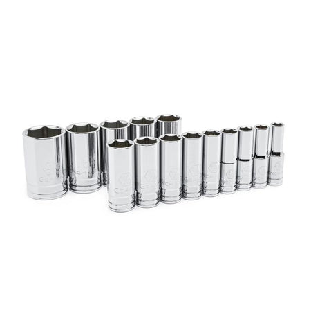 14 Piece 1/2" Drive 6 Point Deep SAE Socket Set - AAA Industrial Supply