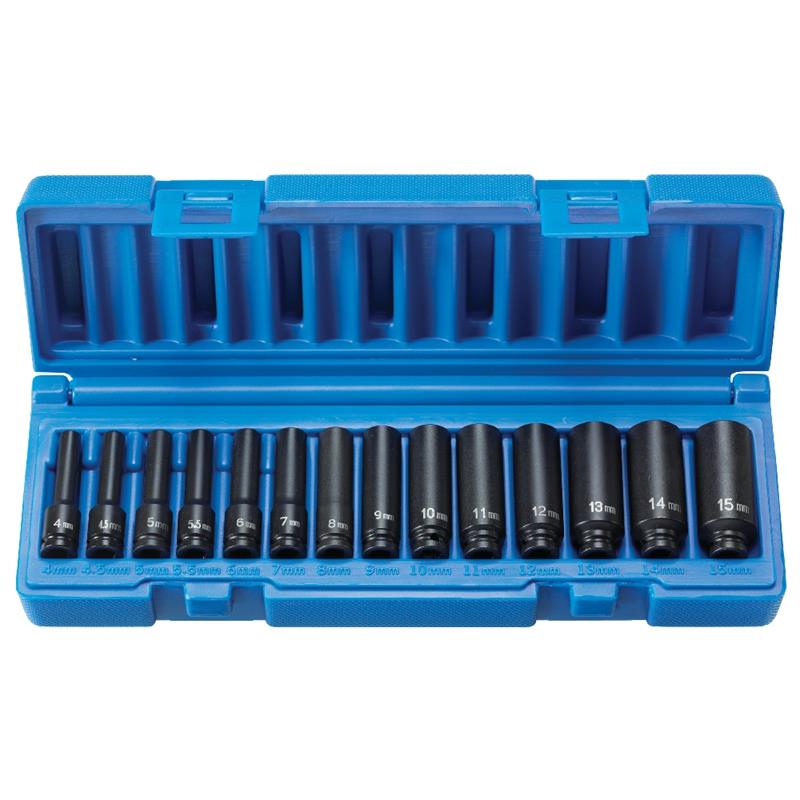 1/4" Surface Drive 14 Piece Deep Metric Set - AAA Industrial Supply