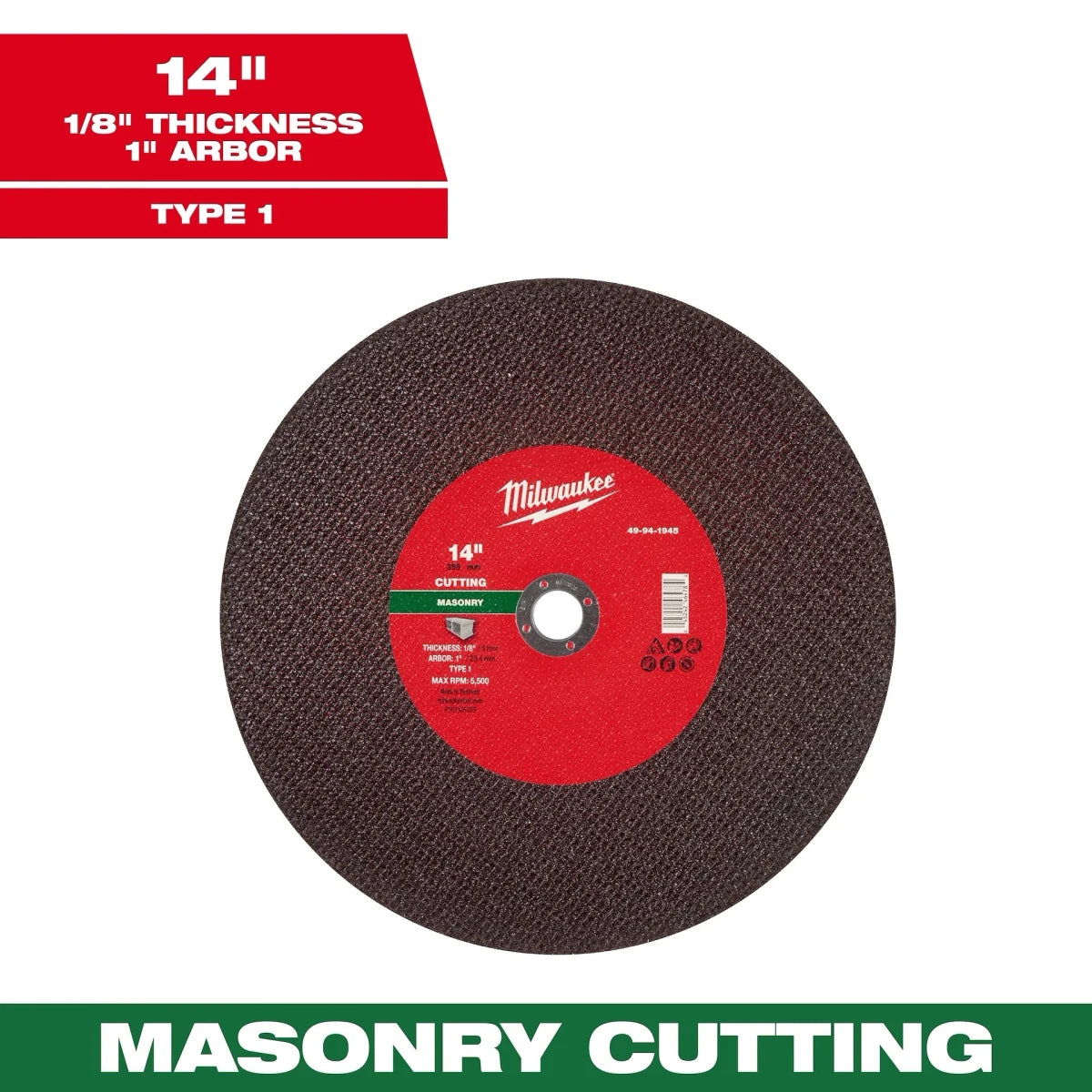 14" x 1/8" x 20mm Masonry Cut Off Wheel -Type 1 - AAA Industrial Supply