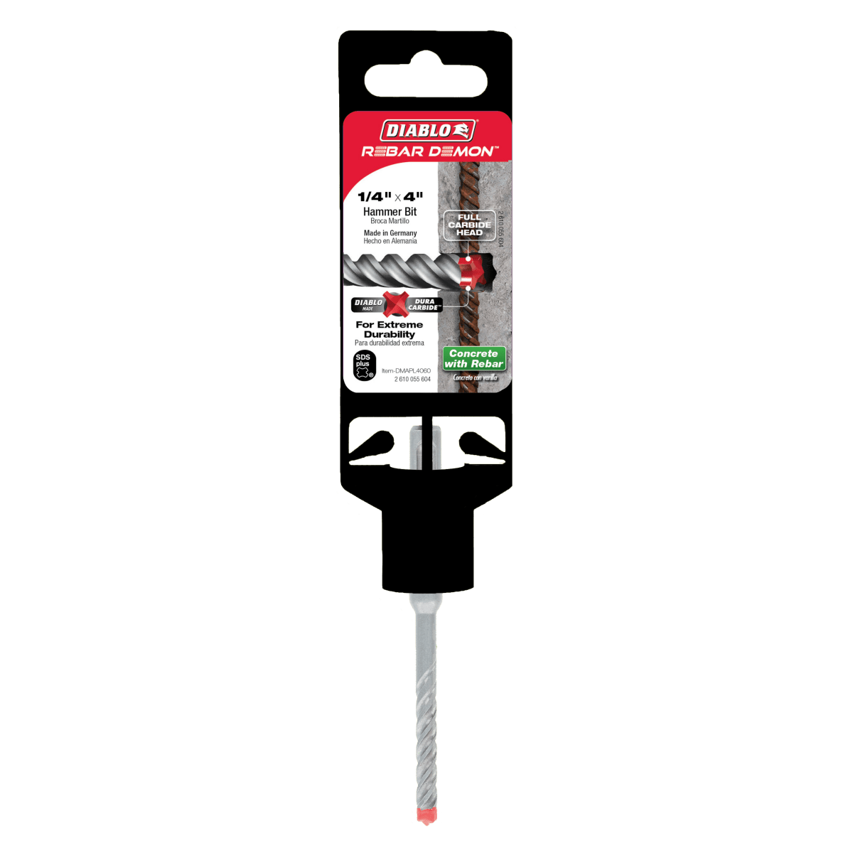 1/4" x 2" x 4" Rebar Demon™ SDS - Plus 4 - Cutter Full Carbide Head Hammer Drill Bit - AAA Industrial Supply