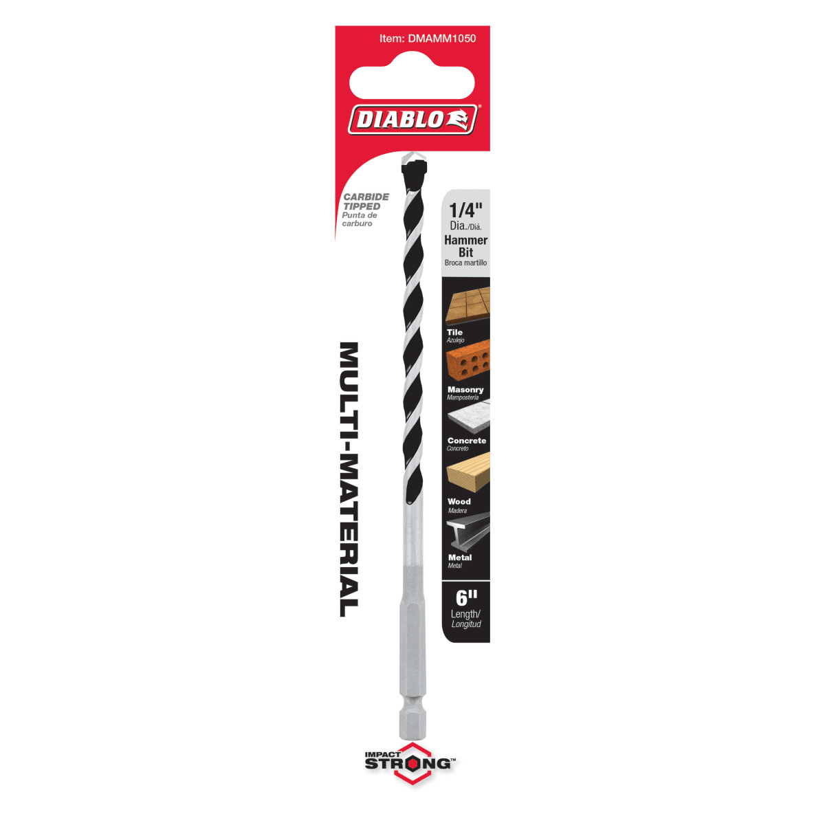 1/4" x 4" x 6" Multi - Material Carbide - Tipped Hammer Drill Bit - AAA Industrial Supply