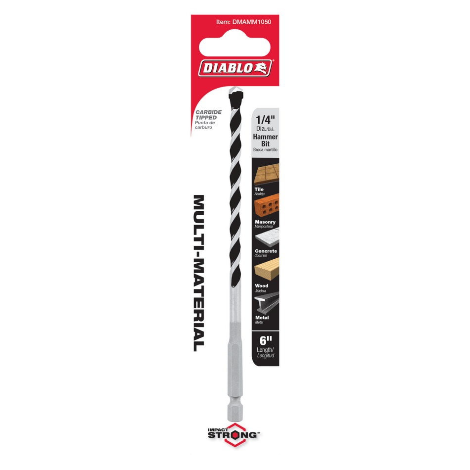 1/4" x 4" x 6" Multi - Material Carbide - Tipped Hammer Drill Bit - AAA Industrial Supply