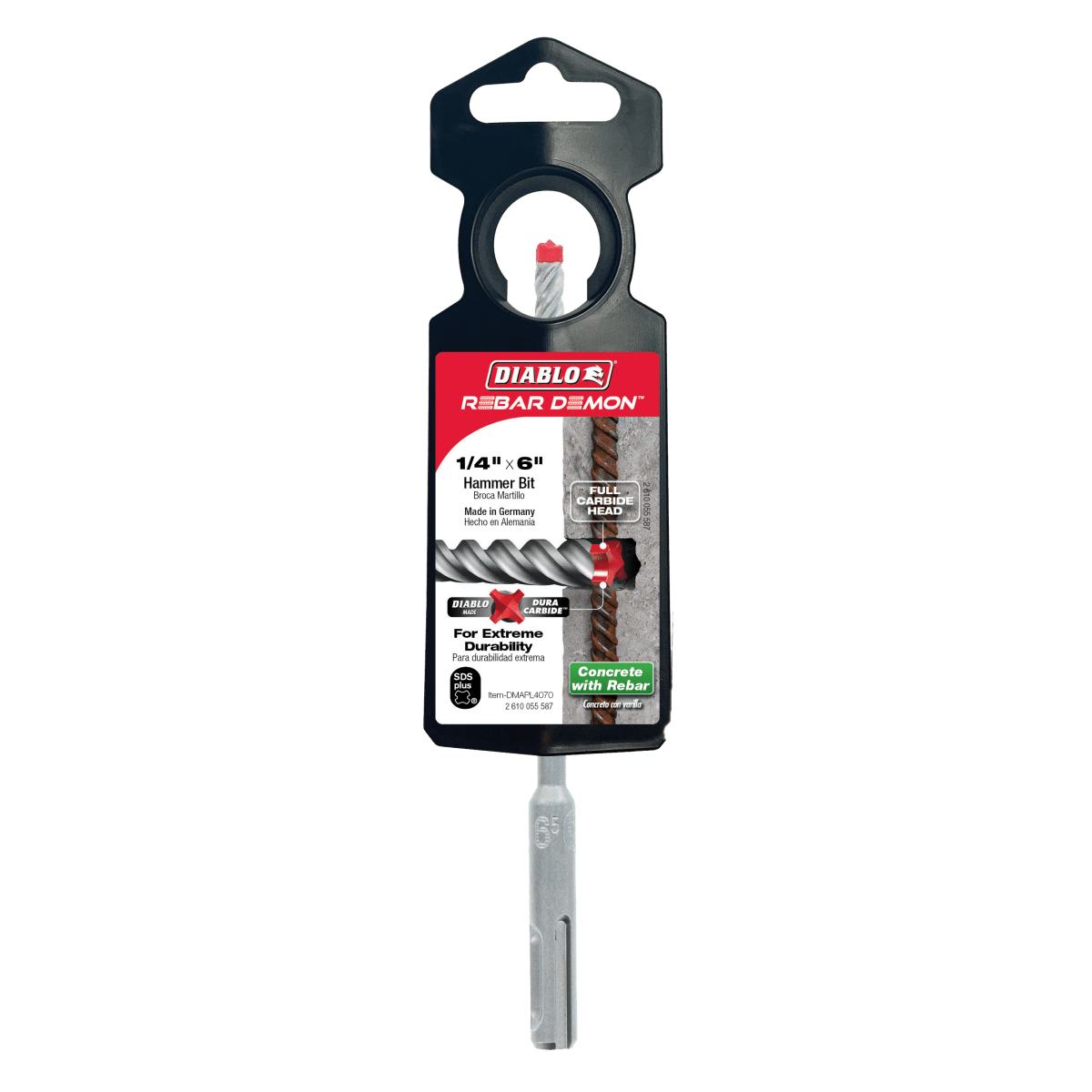 1/4" x 4" x 6" Rebar Demon™ SDS - Plus 4 - Cutter Full Carbide Head Hammer Drill Bit - AAA Industrial Supply