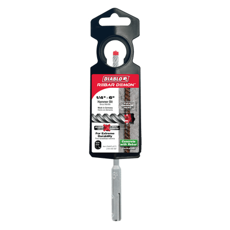 1/4" x 4" x 6" Rebar Demon™ SDS - Plus 4 - Cutter Full Carbide Head Hammer Drill Bit - AAA Industrial Supply