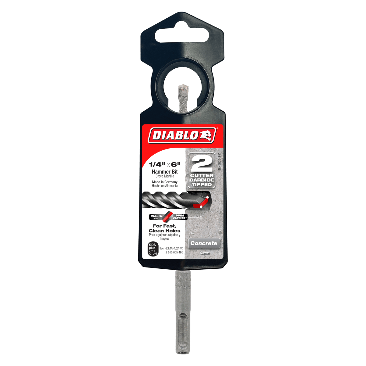 1/4" x 4" x 6" SDS - Plus 2 - Cutter Carbide - Tipped Hammer Drill Bit - AAA Industrial Supply