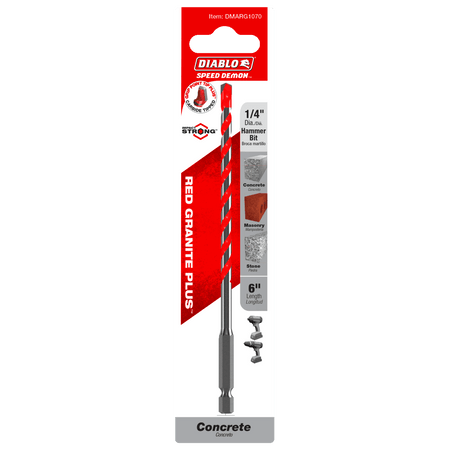 1/4" x 4" x 6" SPEEDemon™ Red Granite PLUS™ Carbide - Tipped Hammer Drill Bit - AAA Industrial Supply