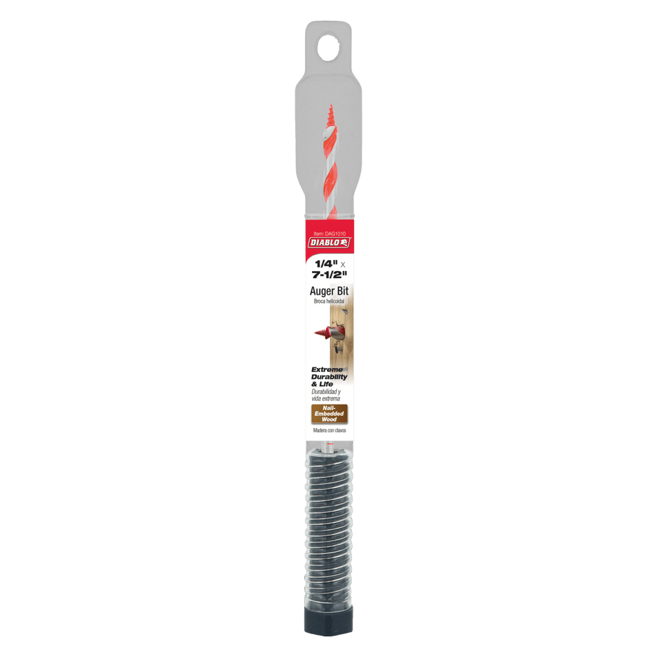 1/4" x 7 - 1/2" Auger Bit for Wood & Nail - Embedded Wood - AAA Industrial Supply