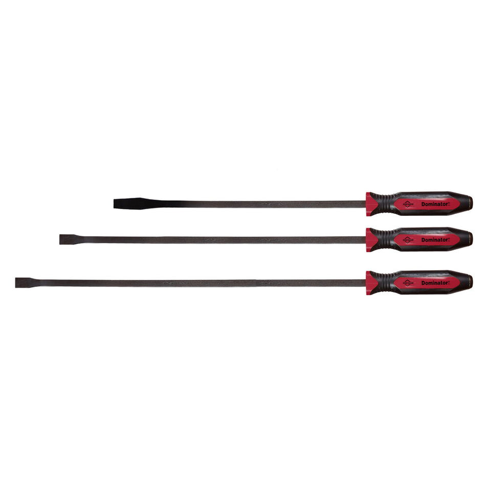 Mayhew Tools 14074 Dominator Pro 3-Piece Pry Bar Set, 25" Straight, 31" & 36" Curved Pry Bars, Red
