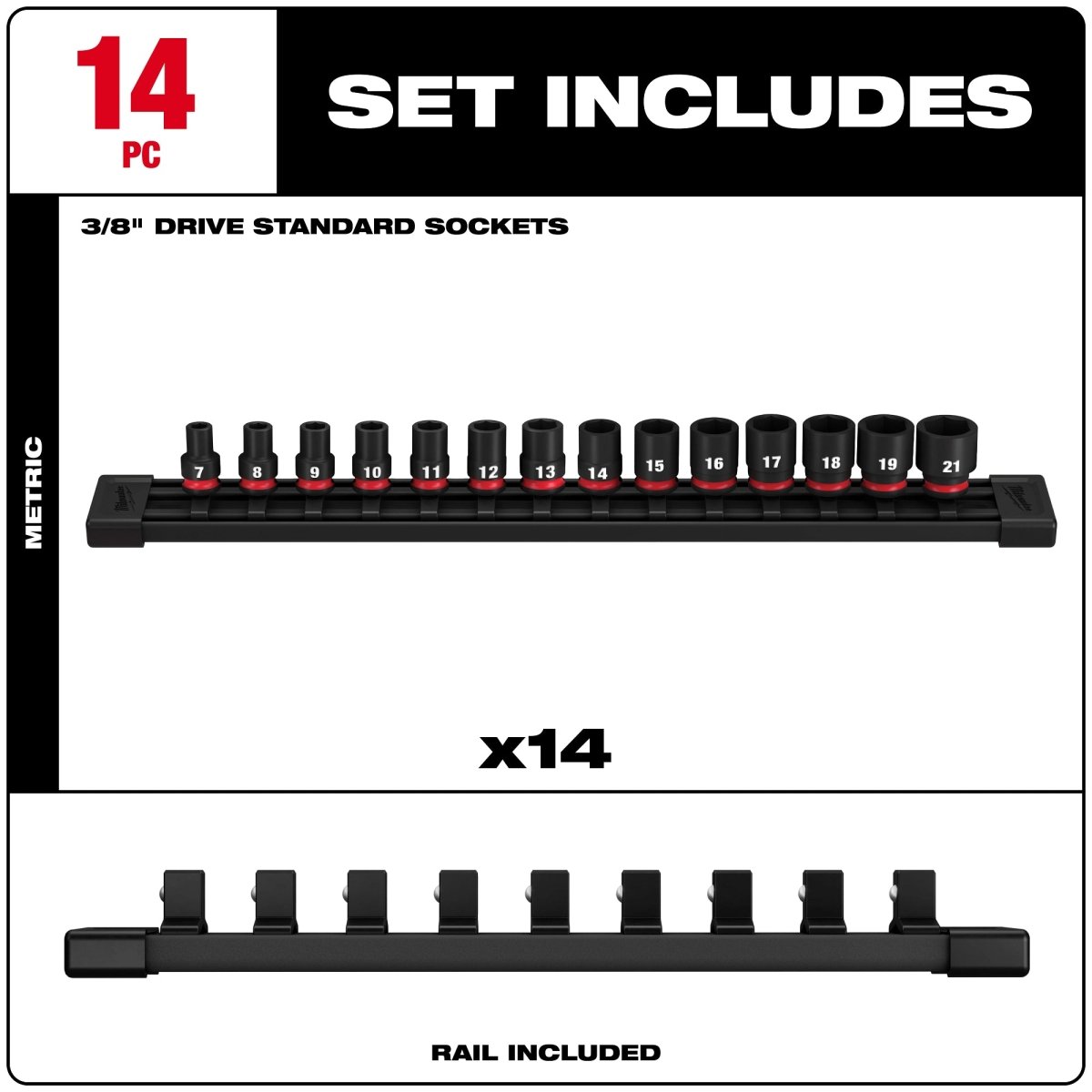 14PC SHOCKWAVE™ Impact Duty 3/8" Drive Metric Standard 6 Point Socket Set - AAA Industrial Supply