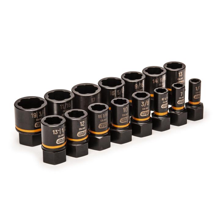 15 Piece 1/4" & 3/8" Drive Bolt Biter™ Impact Extraction Socket Set - AAA Industrial Supply