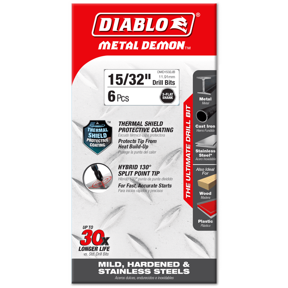 15/32" Metal Demon™ Drill Bits for Mild, Hardened and Stainless Steels - AAA Industrial Supply