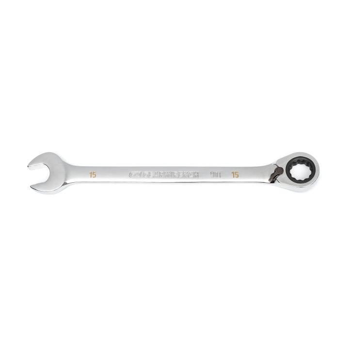 15mm 90 - Tooth 12 Point Reversible Ratcheting Wrench - AAA Industrial Supply