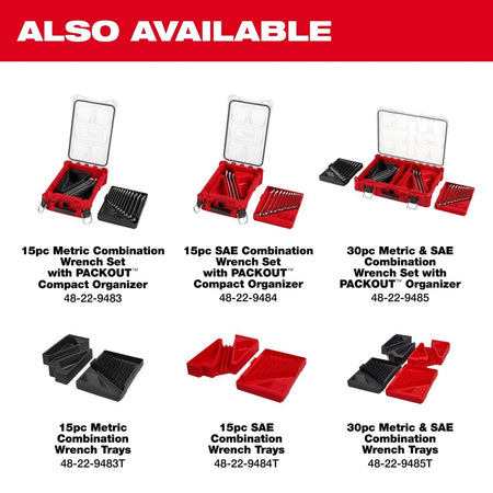 15pc Metric Combination Wrench Set with PACKOUT™ Compact Organizer - AAA Industrial Supply