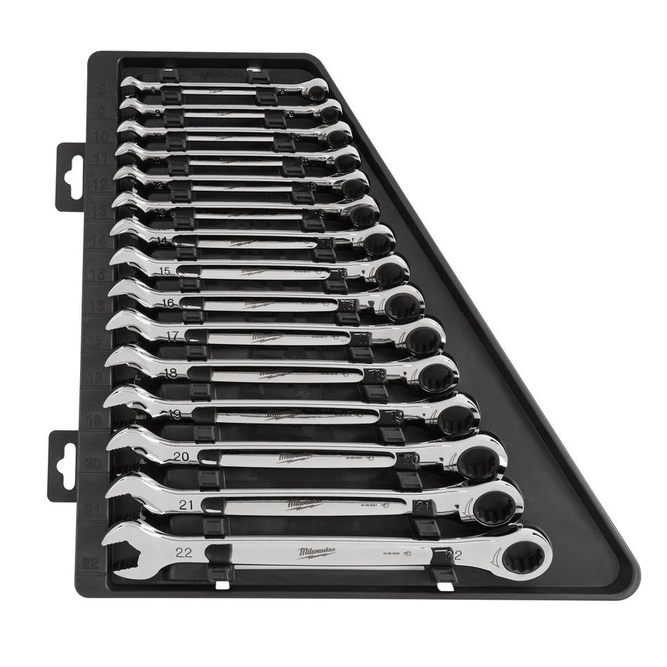 15pc Ratcheting Combination Wrench Set - Metric - AAA Industrial Supply