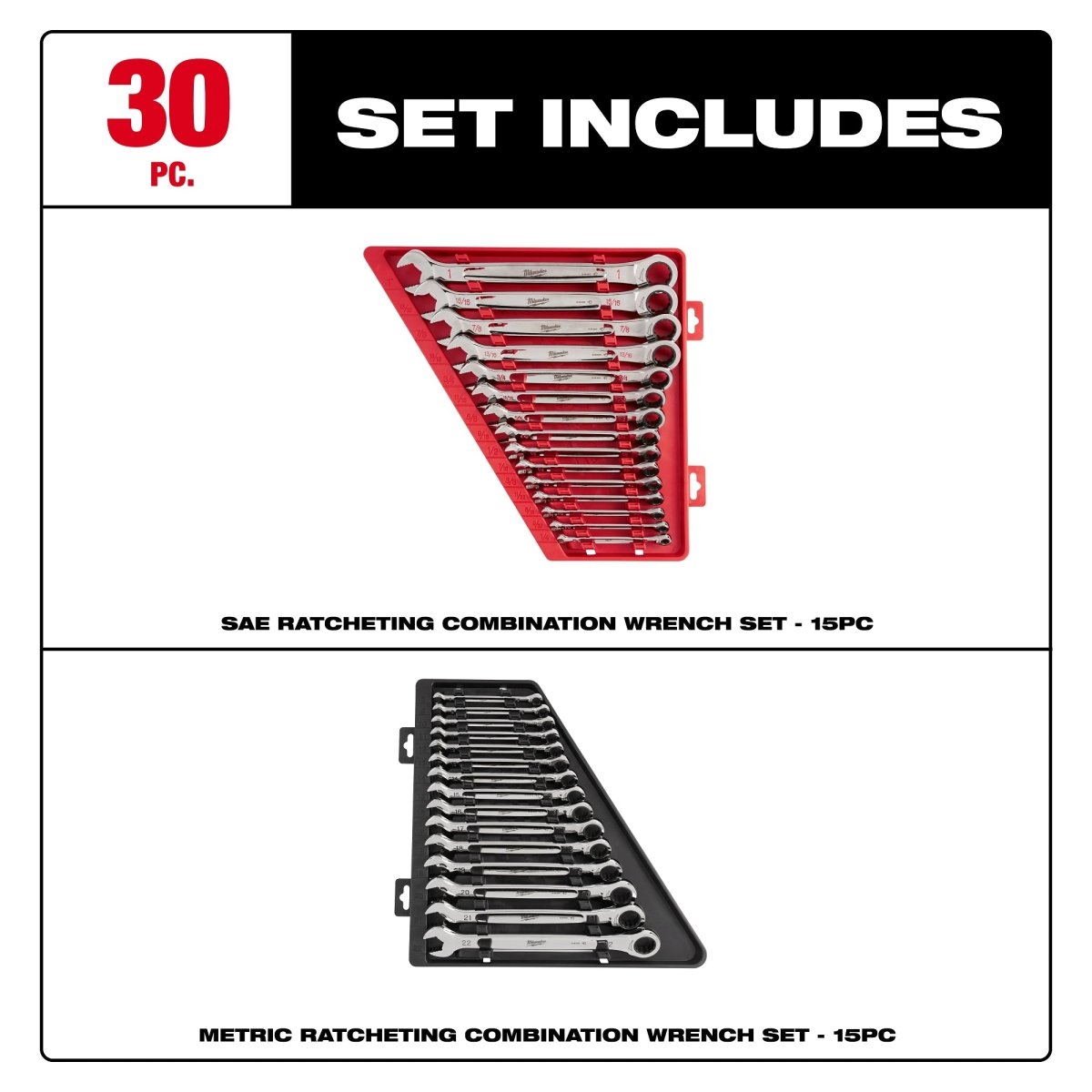 15pc Ratcheting Combination Wrench Set - SAE - AAA Industrial Supply