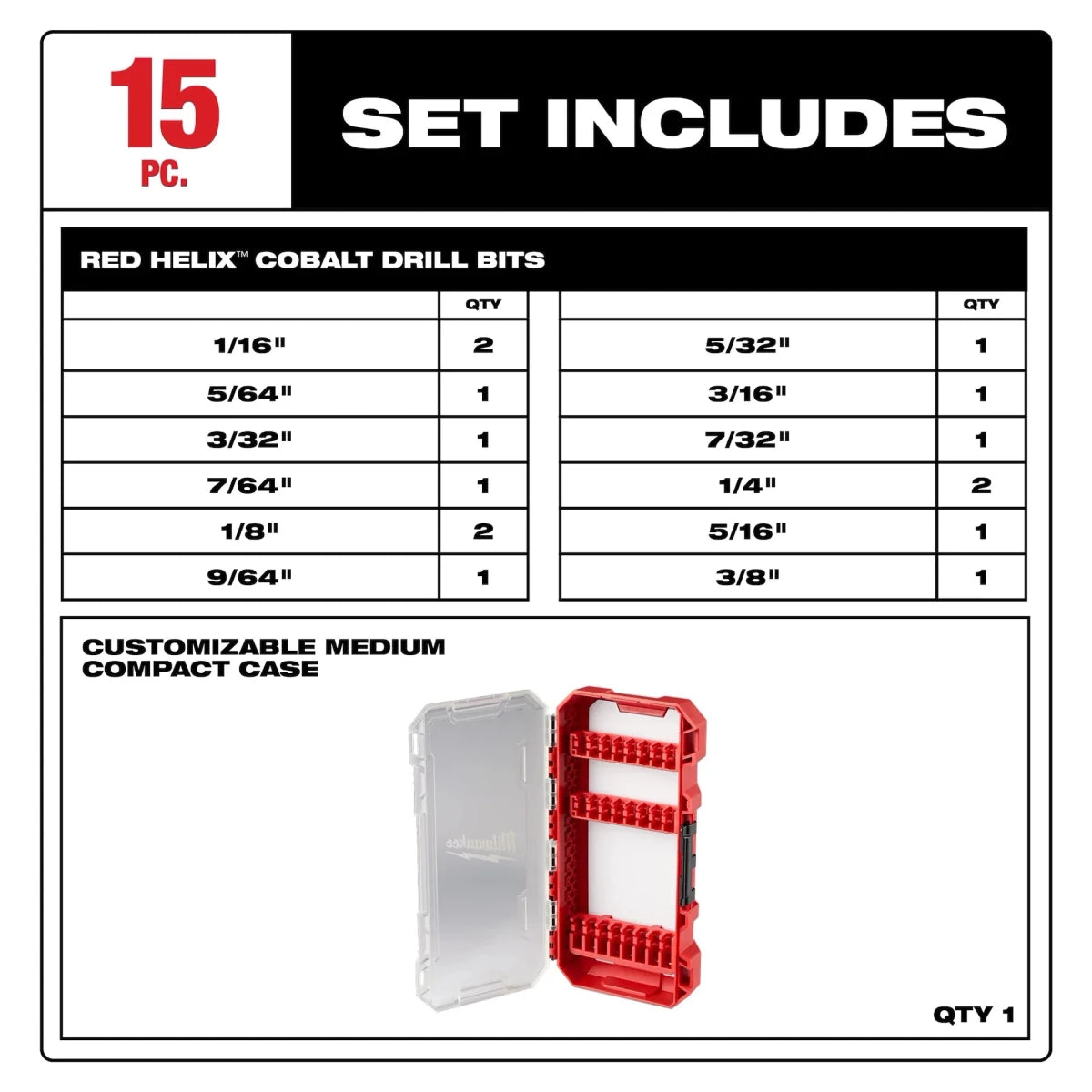 15PC RED HELIX™ Cobalt Drill Bit Set - AAA Industrial Supply
