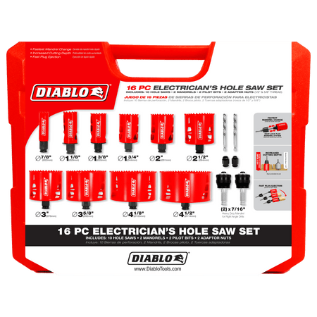 16 pc Bi - Metal Hole Saw Set for Electricians - AAA Industrial Supply