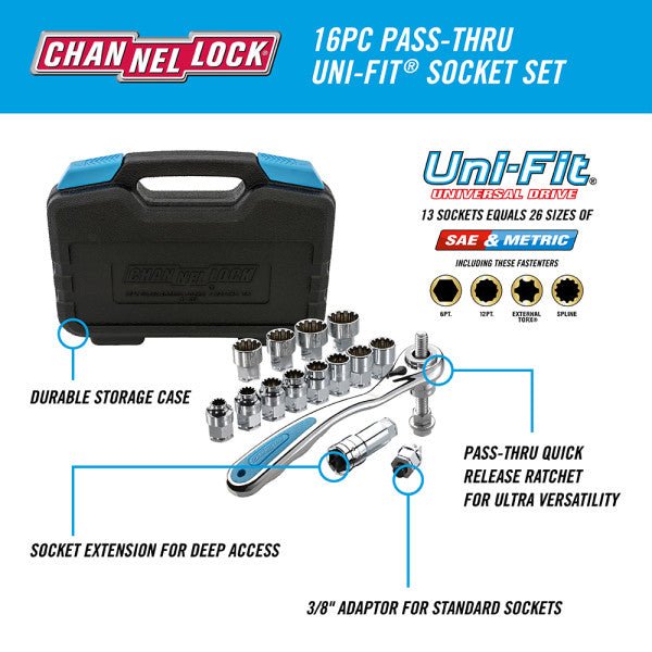 16pc Channellock Ultra Access Socket Set - AAA Industrial Supply