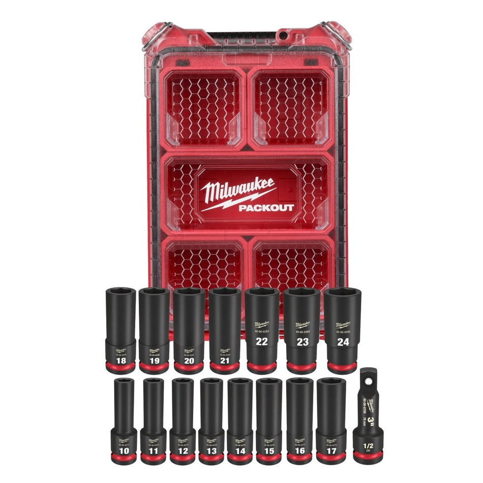 16PC SHOCKWAVE™ Impact Duty Socket 1/2” Drive 16PC MM Set with PACKOUT™ - AAA Industrial Supply