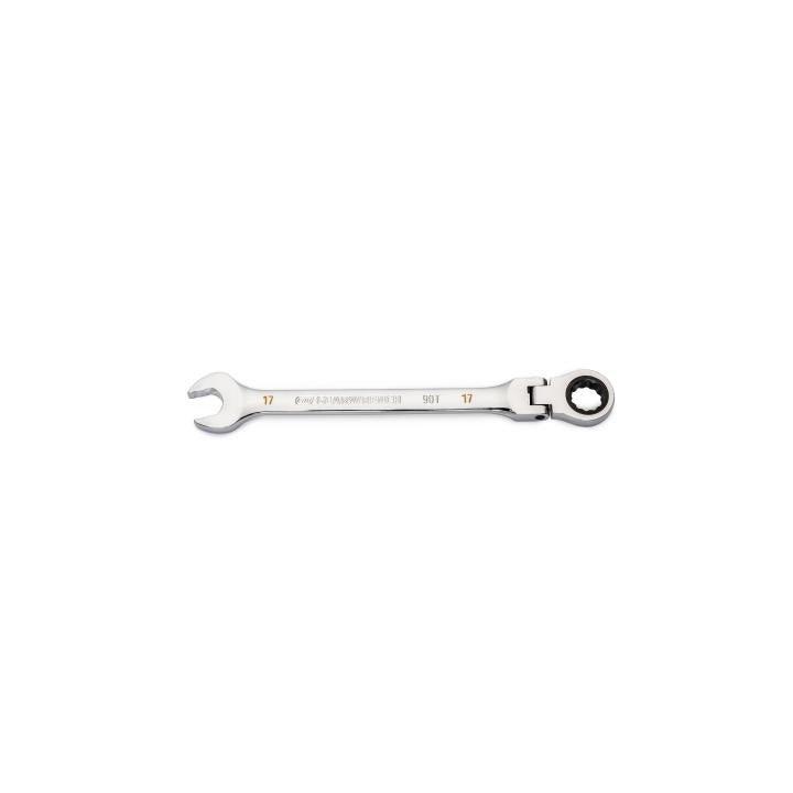 17mm 90 - Tooth 12 Point Flex Head Ratcheting Combination Wrench - AAA Industrial Supply