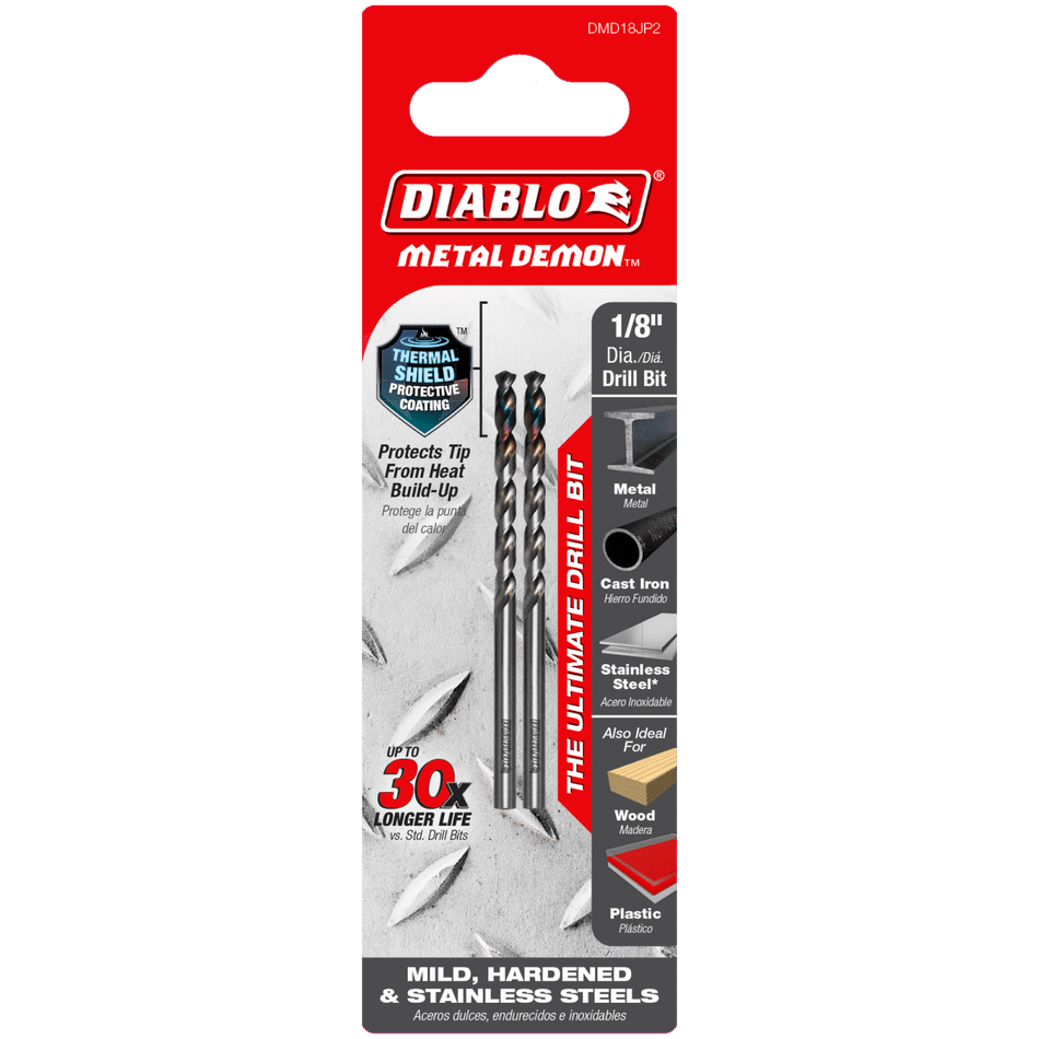 1/8" Metal Demon™ Drill Bits for Mild, Hardened and Stainless Steels (2 - pk) - AAA Industrial Supply