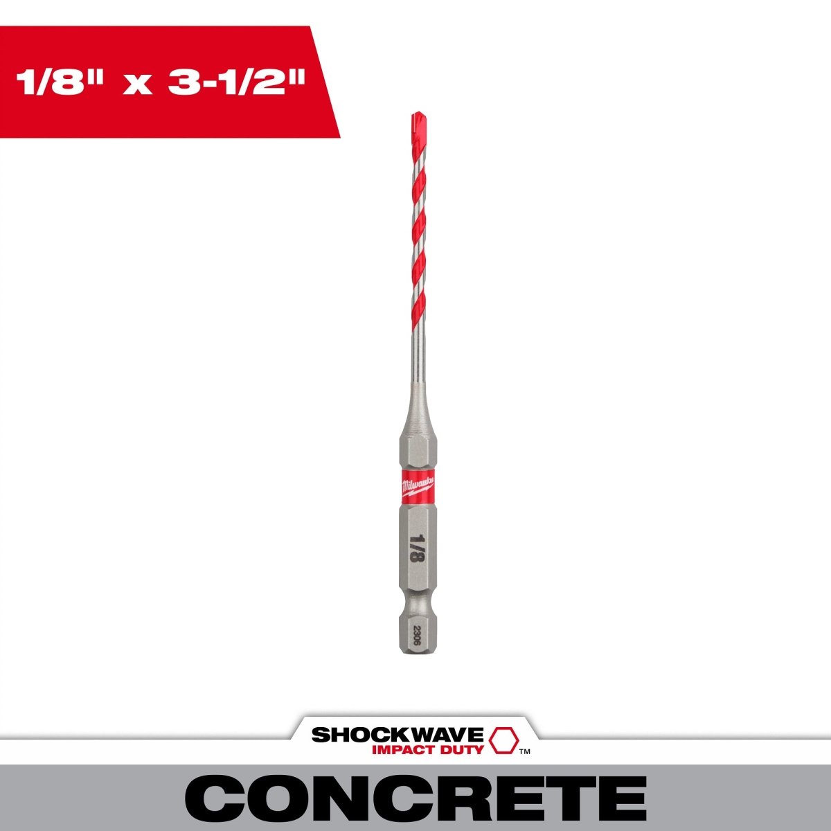 1/8" x 2" x 3 - 1/2" SHOCKWAVE™ Impact Duty Carbide Hammer Drill Bit - AAA Industrial Supply