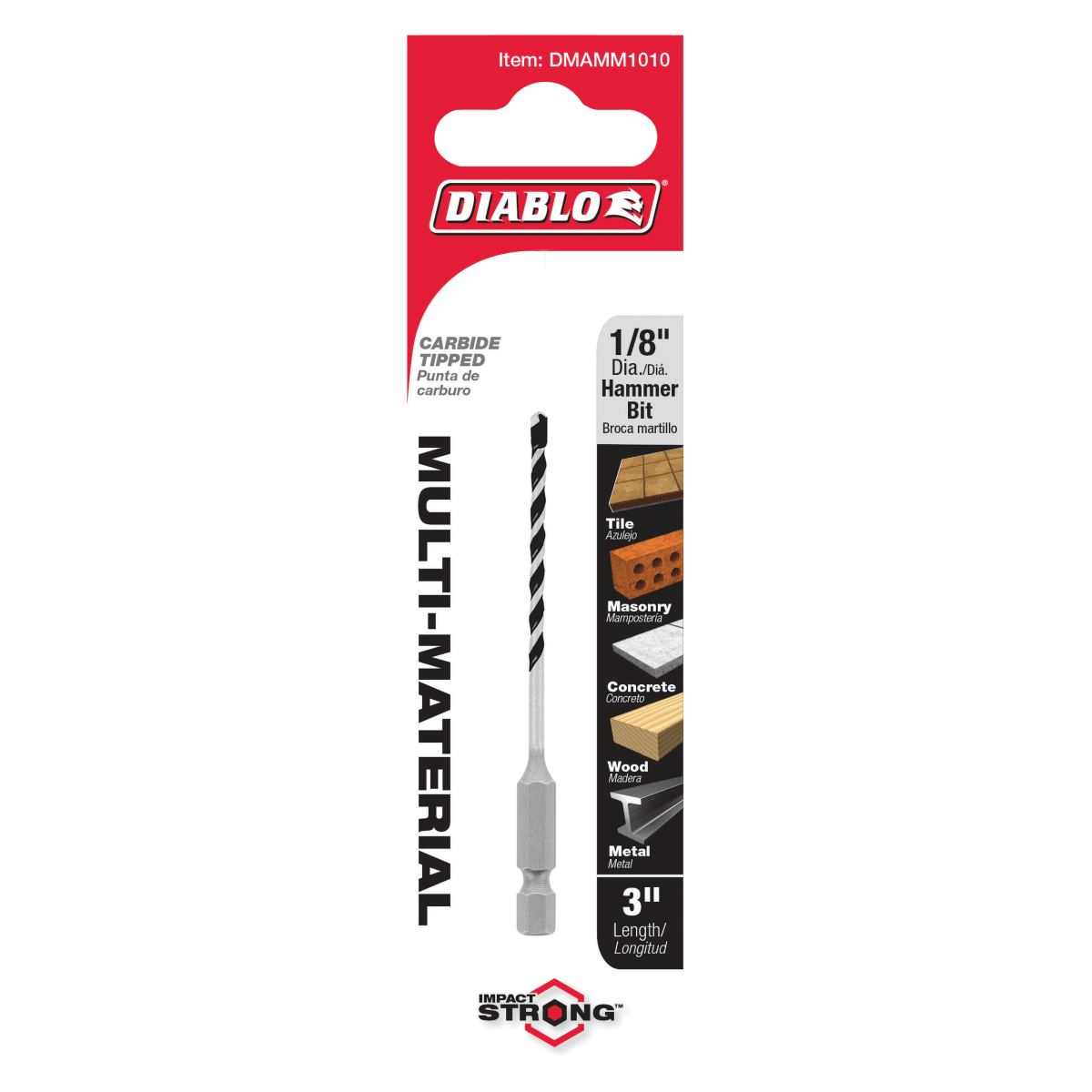 1/8" x 2" x 3" Multi - Material Carbide - Tipped Hammer Drill Bit - AAA Industrial Supply