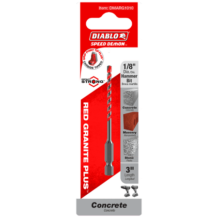 1/8" x 2" x 3" SPEEDemon™ Red Granite PLUS™ Carbide - Tipped Hammer Drill Bit - AAA Industrial Supply