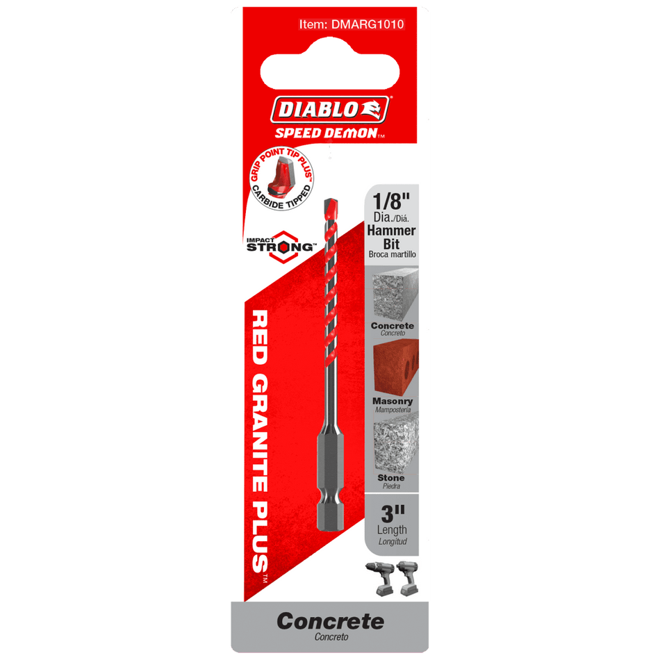 1/8" x 2" x 3" SPEEDemon™ Red Granite PLUS™ Carbide - Tipped Hammer Drill Bit - AAA Industrial Supply