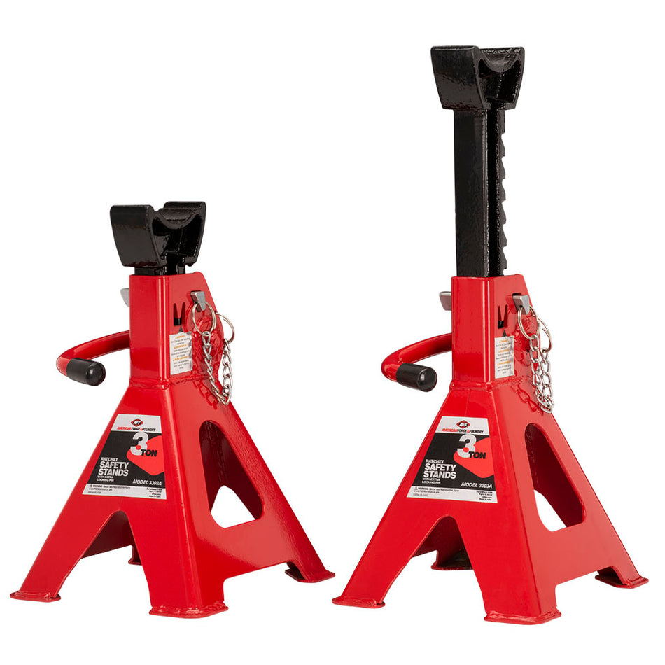 Jack Stand Set - Ratchet Style - Double Locking - 3 Ton Capacity