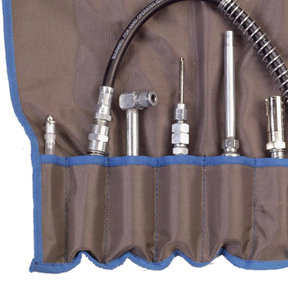 Lubrication Adapter Kit - with Cloth Roll-Up Carrying Case - 7 pc