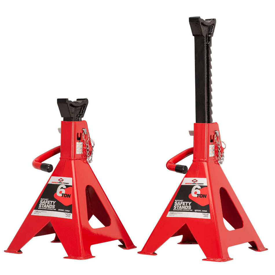 Jack Stands Set - Ratchet Style - Double Locking - 6 Ton Capacity