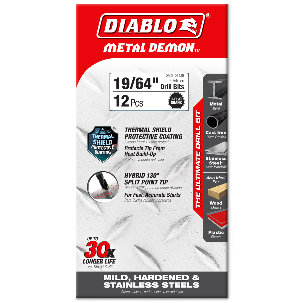 19/64" Metal Demon™ Drill Bits for Mild, Hardened and Stainless Steels - AAA Industrial Supply