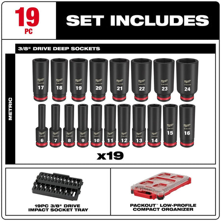 19PC SHOCKWAVE™ Impact Duty Socket 3/8” Drive MM Set with PACKOUT™ - AAA Industrial Supply