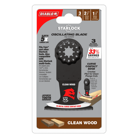 2 - 1/2" Demo Demon™ Starlock Bi - Metal Oscillating Blades for Clean Wood (3 - pk) - AAA Industrial Supply