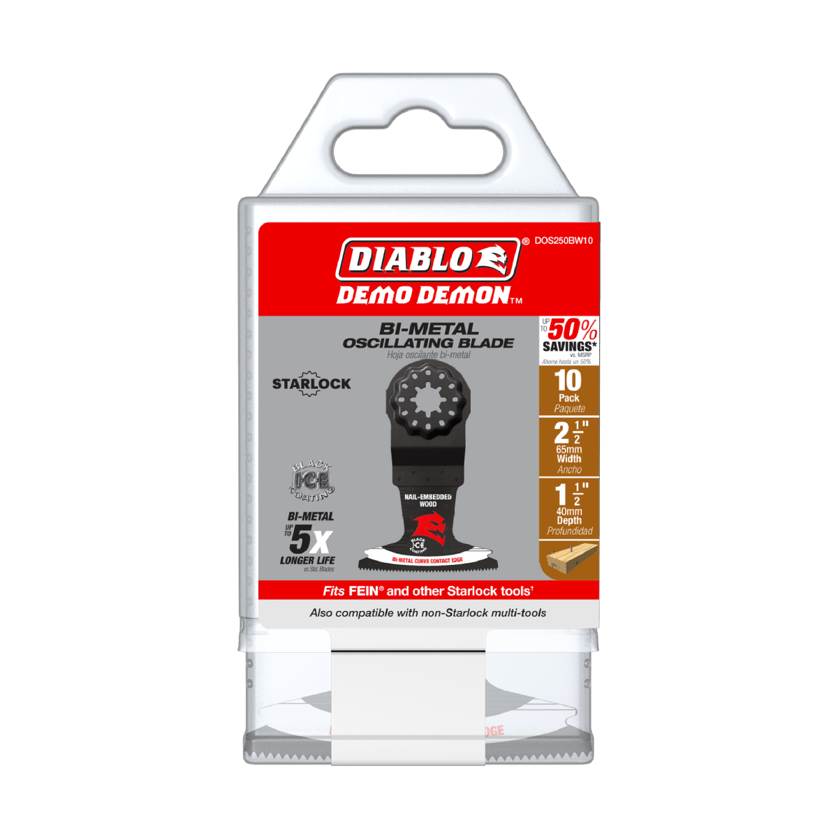 2 - 1/2" Demo Demon™ Starlock Bi - Metal Oscillating Blades for Nail - Embedded Wood (10 - pk) - AAA Industrial Supply
